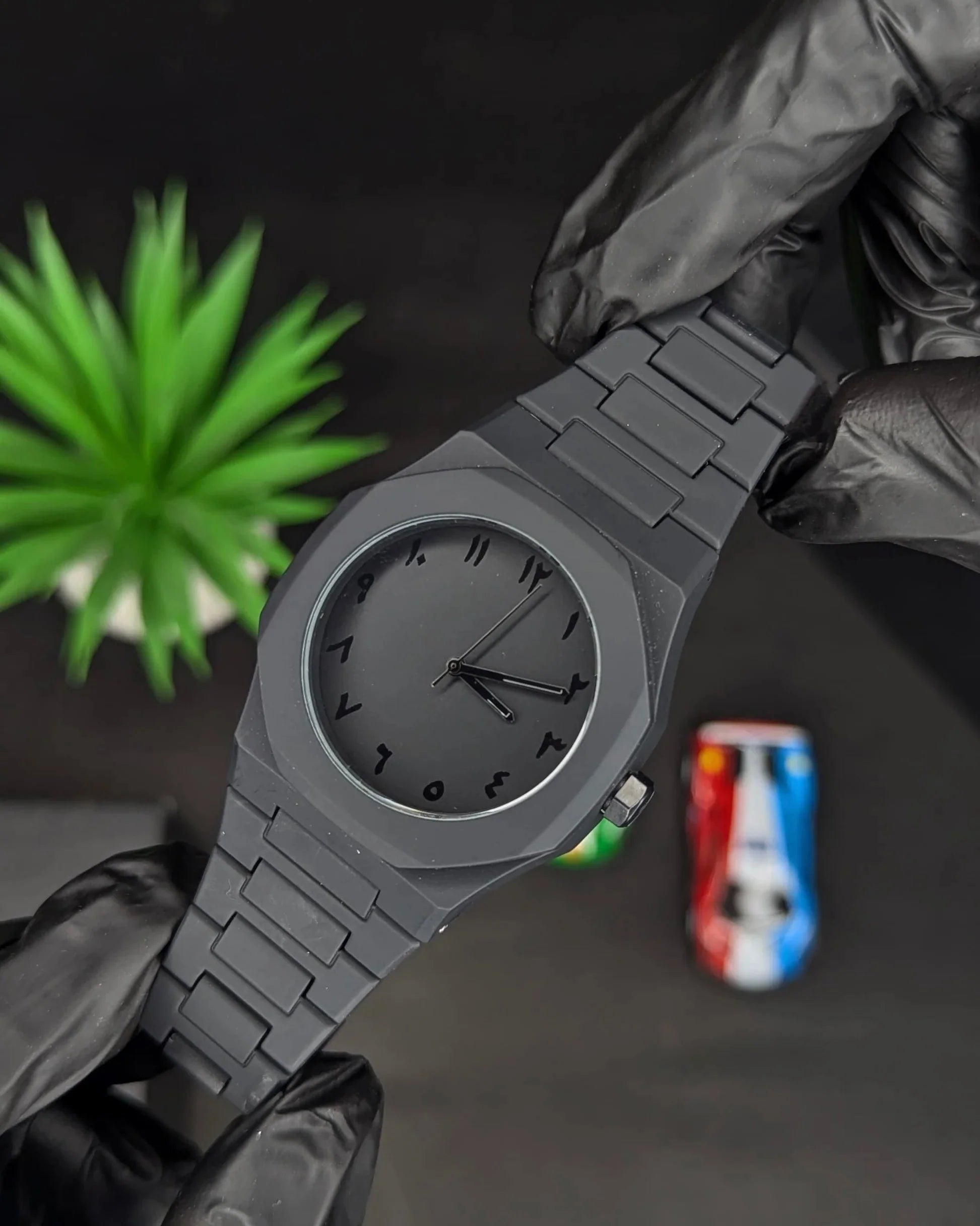 Black Aura Arabic Men's Watch - White Digits