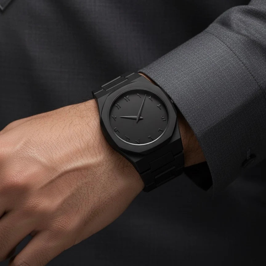 Black Aura Arabic Men's Watch - White Digits