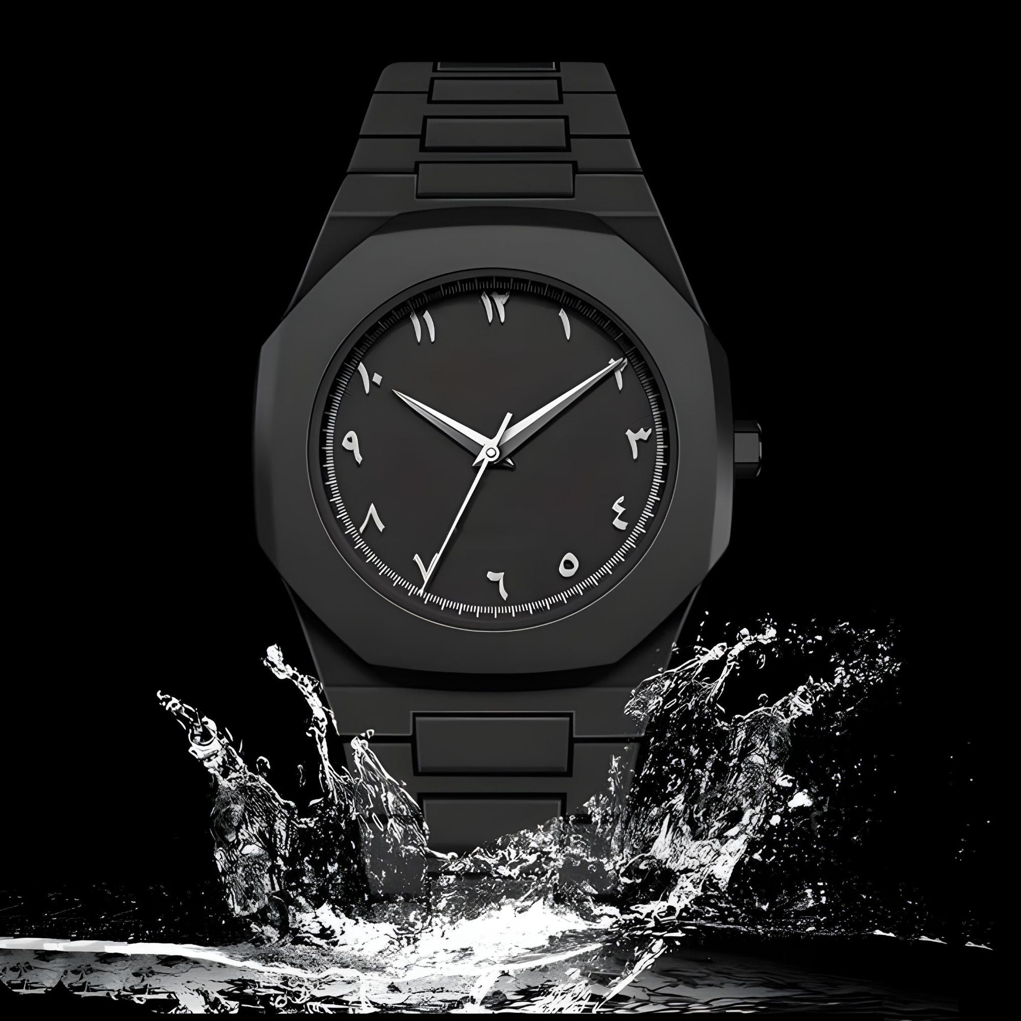 Black Aura Arabic Men's Watch - White Digits